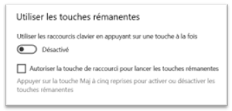 activer les touches rémanentes