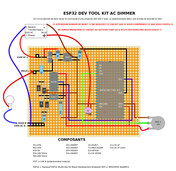 Fichier:Schema perfboard ESP32 DEV TOOL KIT AC DIMMER OK2.png