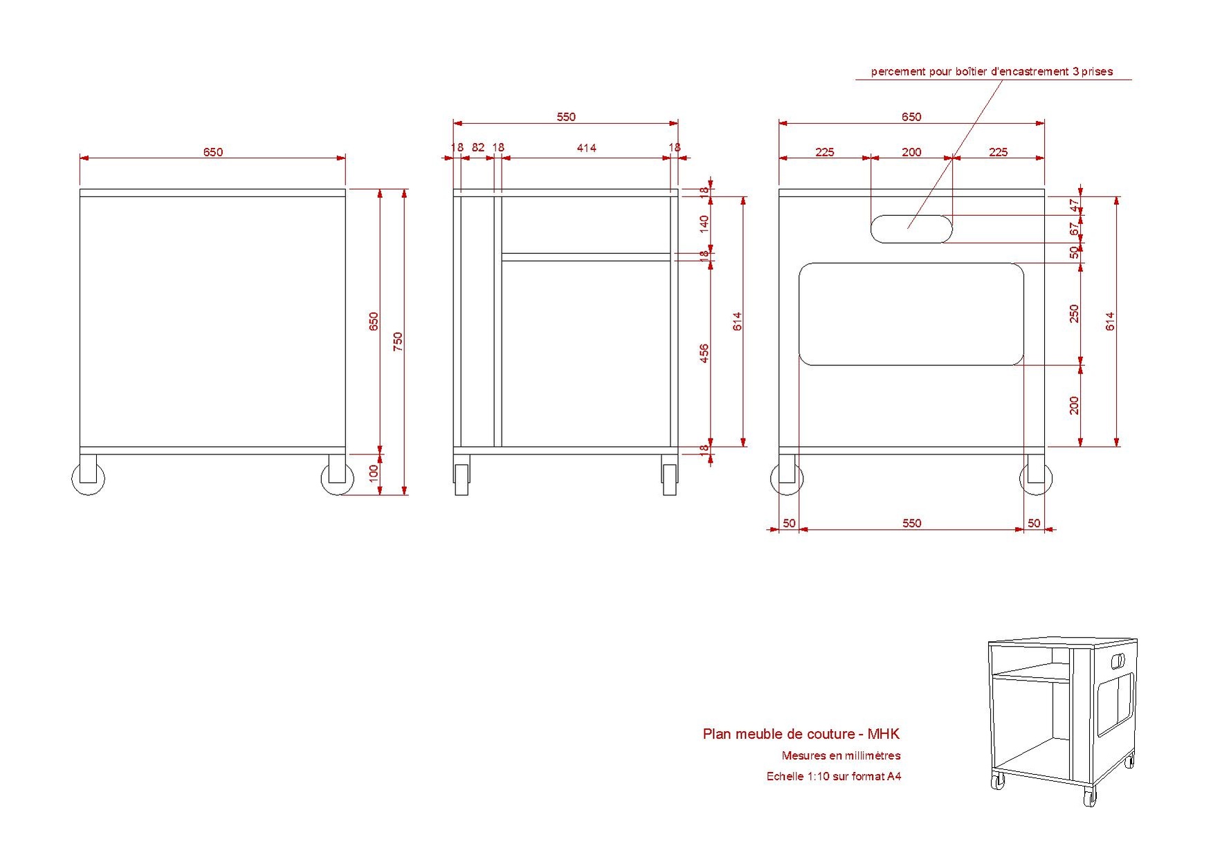 Plan du meuble impression format A4